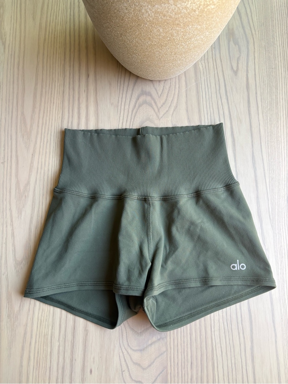ALO Yoga Olive Green High-Waist Bike Shorts